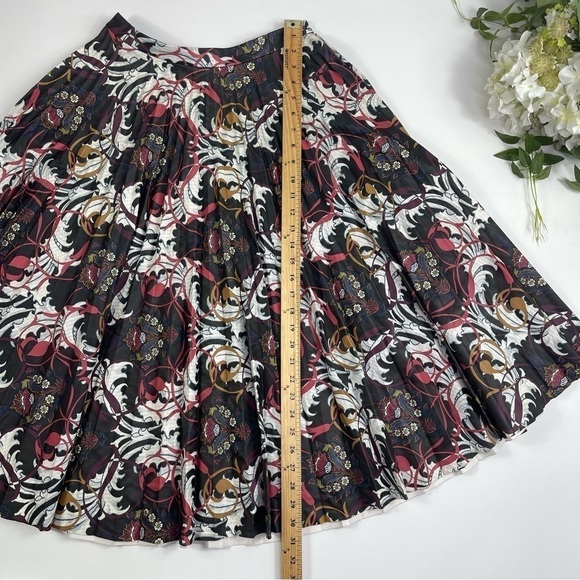 TOPSHOP Skirt Sz 6 Ramble Pleated Faux Leather Floral Midi - Picture 8 of 11